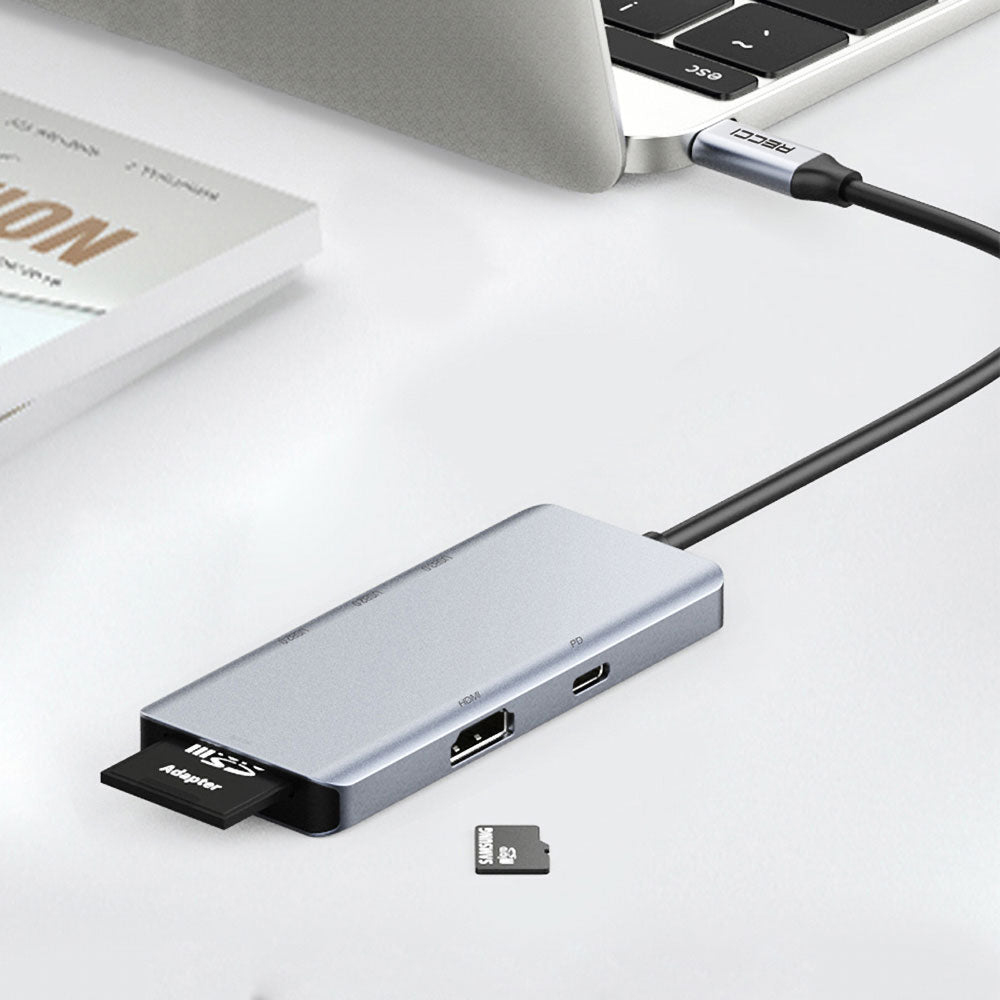 Recci RH07 7 in 1 Type-C Hub PD 100W Şarj Destekli SD Kart-HDMI-USB Çoğaltıcı Kablo 120mm - 3 Recci RH07 7 in 1 Type-C Hub PD 100W Şarj Destekli SD Kart-HDMI-USB Çoğaltıcı Kablo 120mm - 3